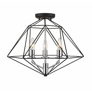 Geo - 3 Light Semi-Flush Mount in Billiard Style - 18 Inches Wide by 14.25 Inches High - 1222984